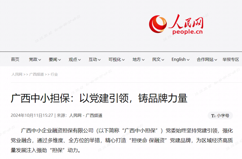 人民網| 廣西中小擔保：以黨建引領，鑄品牌力量